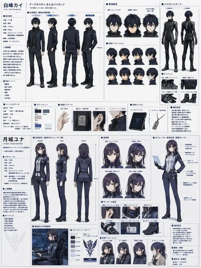 Dual Sci-Fi Character Reference Sheet preview image 1