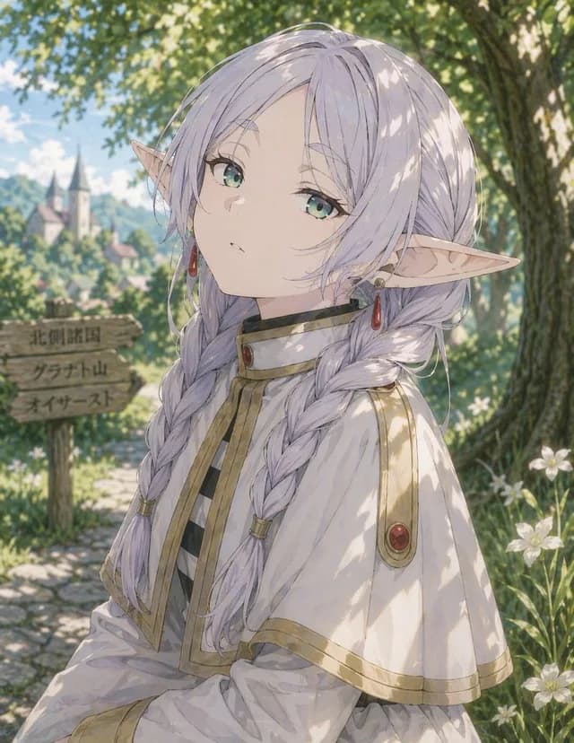 森林小路上的动漫精灵女孩 preview image 1