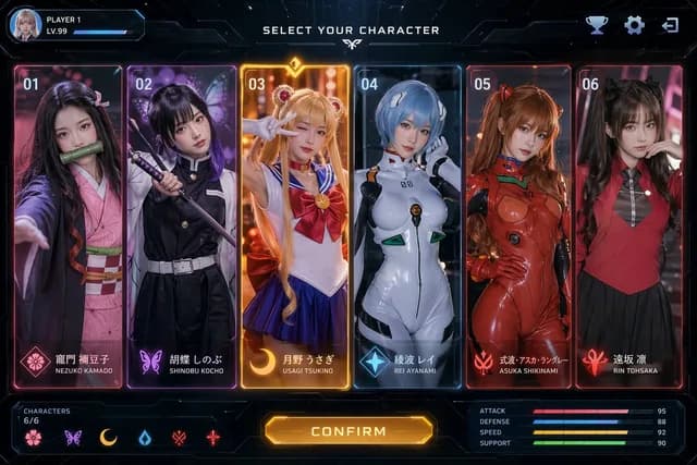 科幻动漫角色选择用户界面 preview image 1