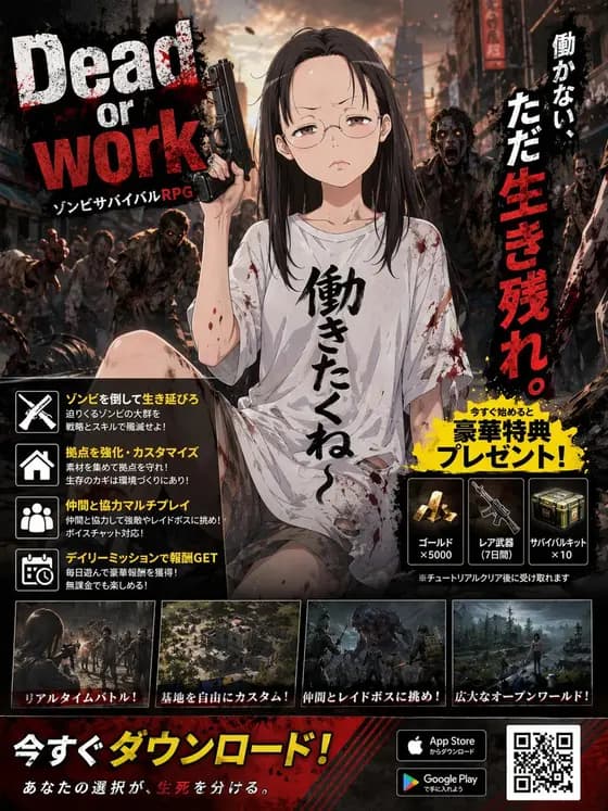 僵尸生存RPG动漫广告海报 preview image 1