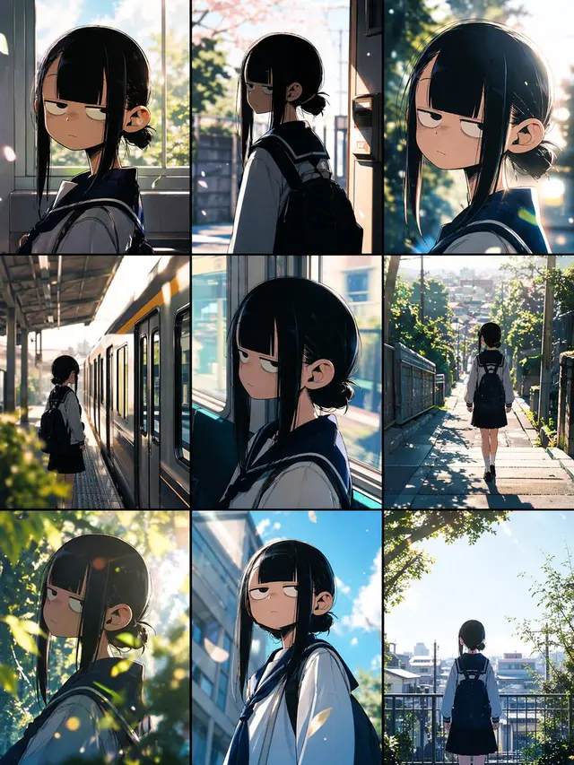 动漫学校通勤故事板网格 preview image 1