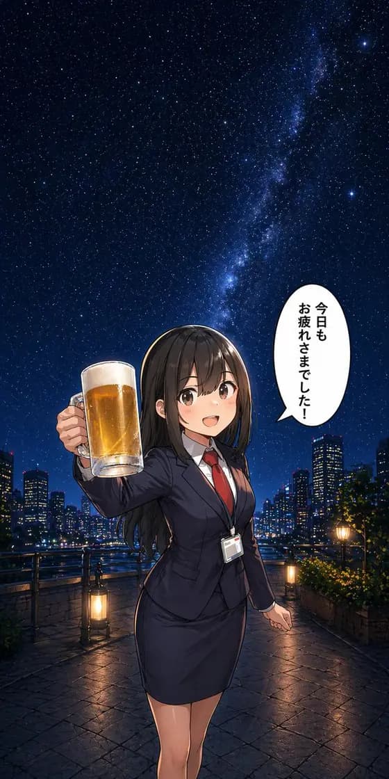 动漫办公室女士晚上啤酒吐司 preview image 1
