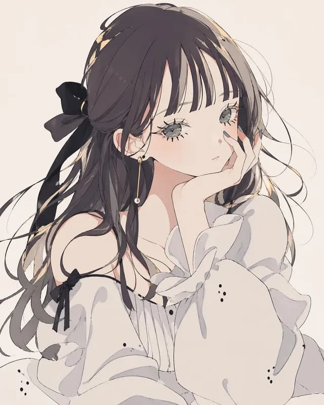 软单色动漫女孩肖像 preview image 1