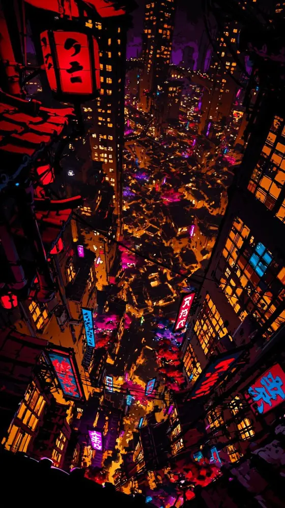 超现实霓虹灯日本大城市俯瞰 preview image 1