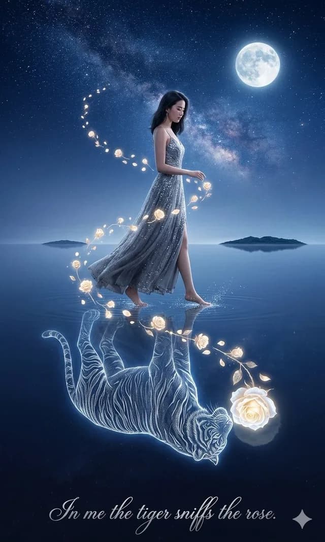 月光虎与蔷薇奇幻海报 preview image 1
