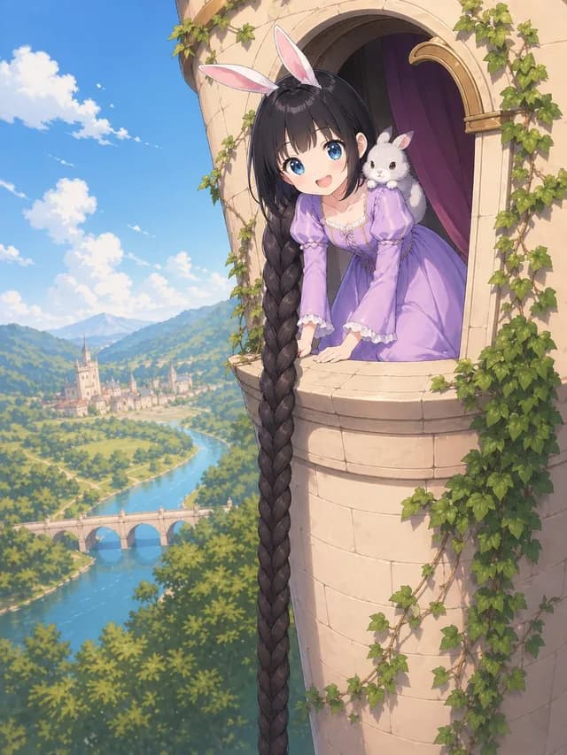 动漫长发公主塔场景 preview image 1