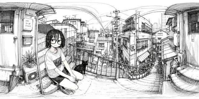东京后巷水墨360全景 preview image 1