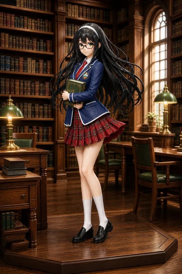 动漫女学生图书馆西洋镜 preview image 1