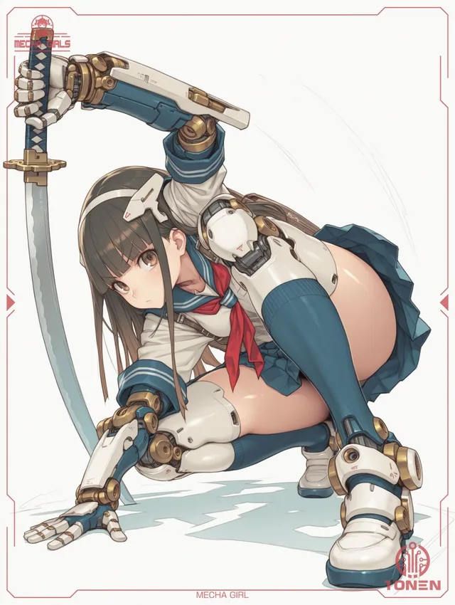 机甲女学生武士刀动作海报 preview image 1