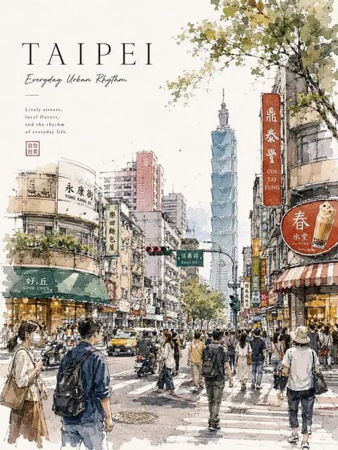 水彩城市旅行海报 preview image 1