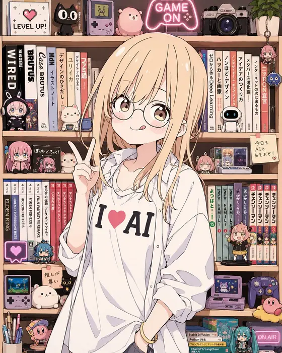 动漫AI玩家书架女孩 preview image 1