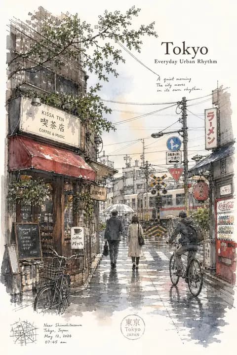 东京极简主义城市速写海报 preview image 1