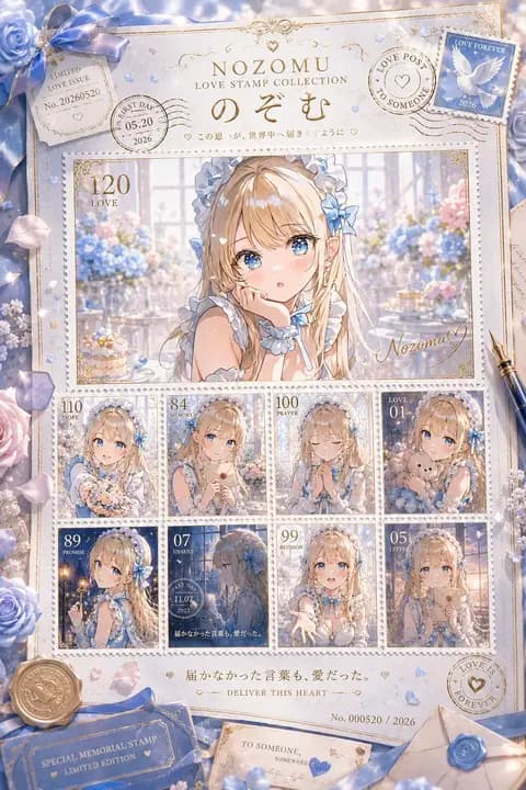 Romantic Anime Love Stamp Sheet preview image 1