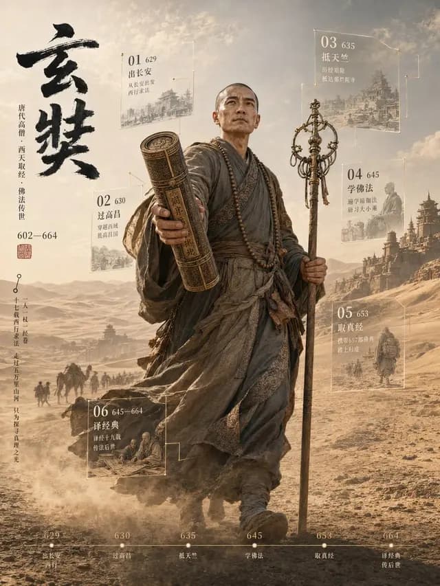 3D玄奘历史档案海报 preview image 1