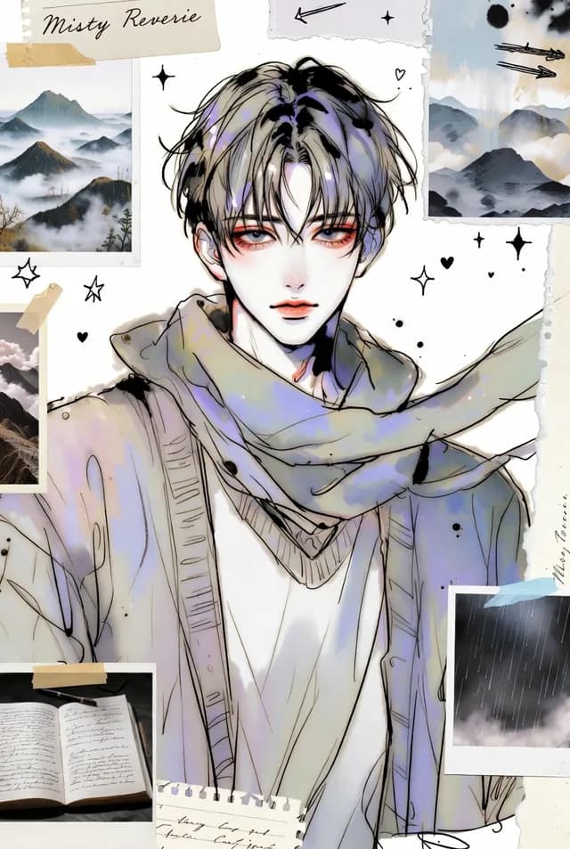双面板动漫和海滩剪贴簿 preview image 1
