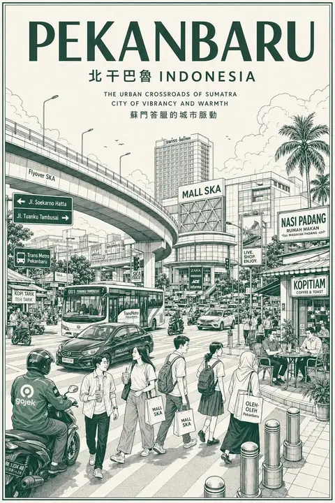 复古单色城市旅行海报 preview image 1