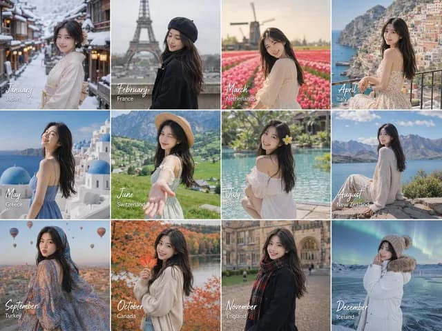 12 个月旅行记忆网格 preview image 1