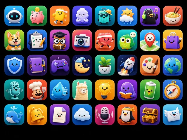 可爱的 3D 应用程序吉祥物图标网格 preview image 1