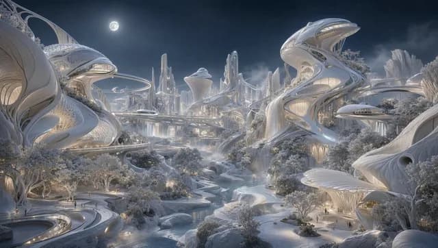 月光下的生物形态未来城市 preview image 1