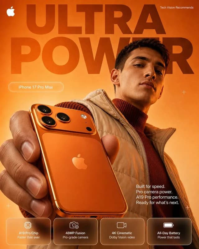 橙色Ultra Power iPhone广告海报 preview image 1