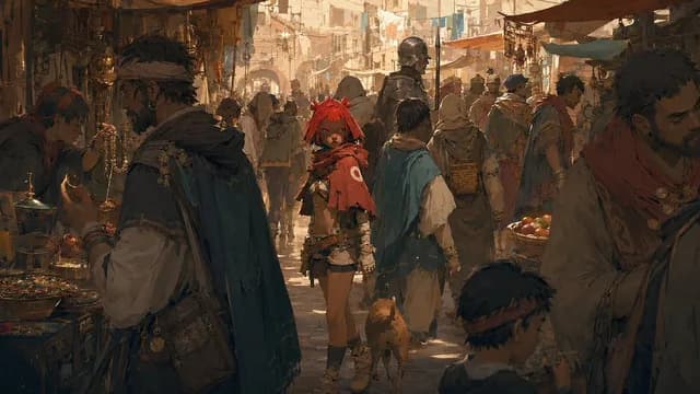电影般的繁华市场场景素描 preview image 1