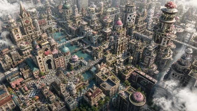幻想异想天开的市中心鸟瞰图 preview image 1