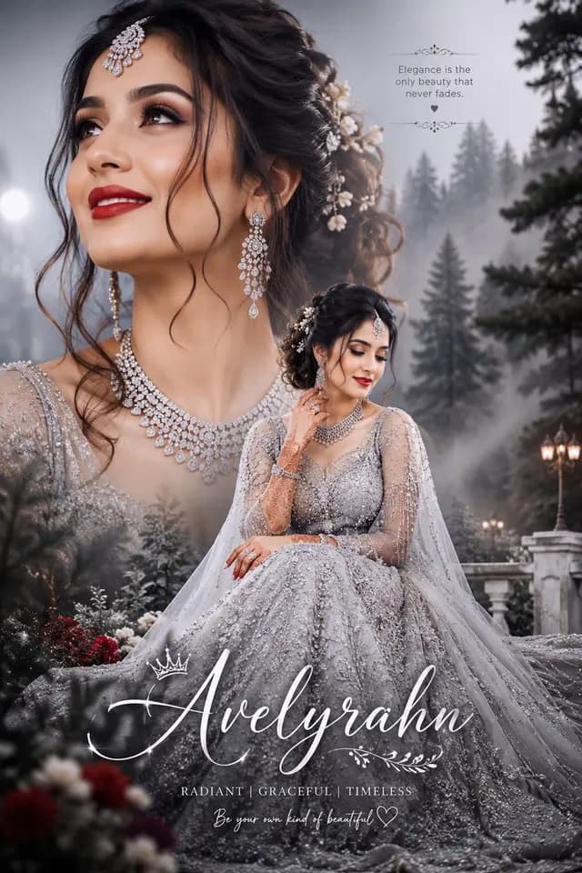 银色 Lehenga 新娘肖像 preview image 1