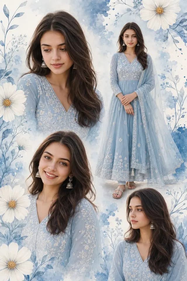 印度女人 Anarkali 西装拼贴 preview image 1