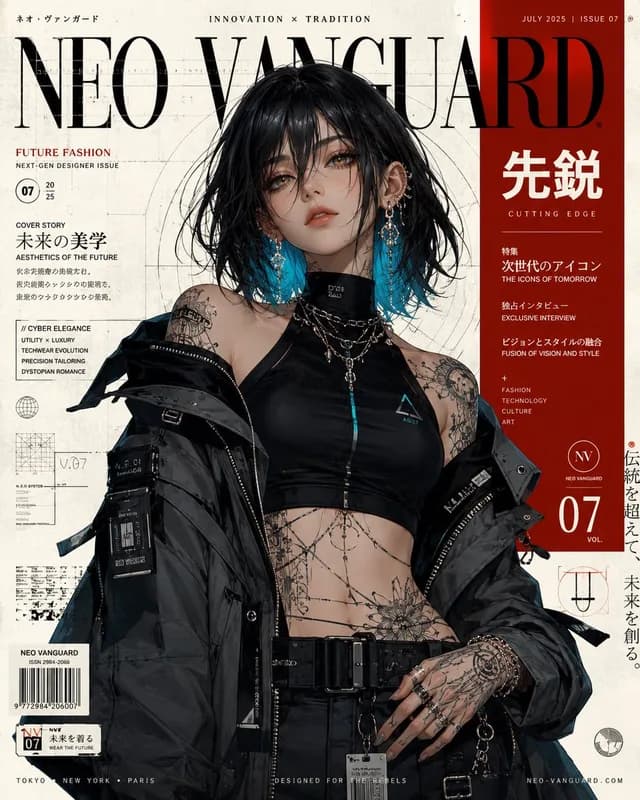 赛博朋克动漫时尚杂志封面 preview image 1