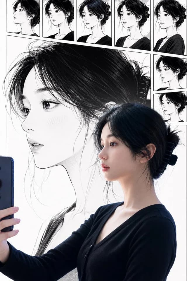真实女人与漫画对应自拍 preview image 1