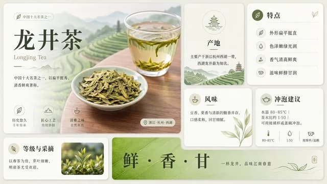 干净的龙井茶信息图表高档 preview image 1