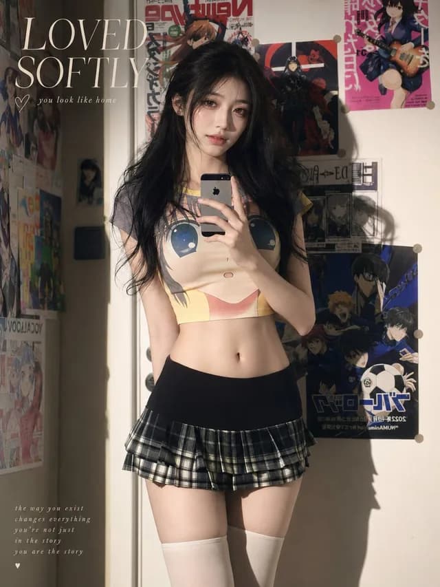 柔和阳光下的动漫卧室自拍 - 1 preview image 1
