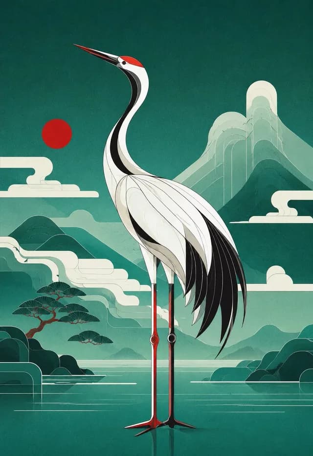几何丹顶鹤海报 preview image 1