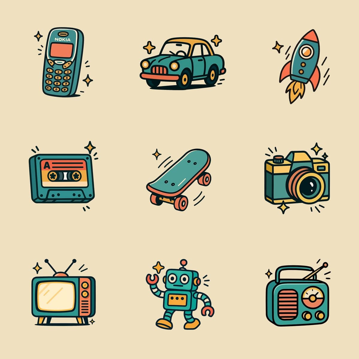 Vintage style icons