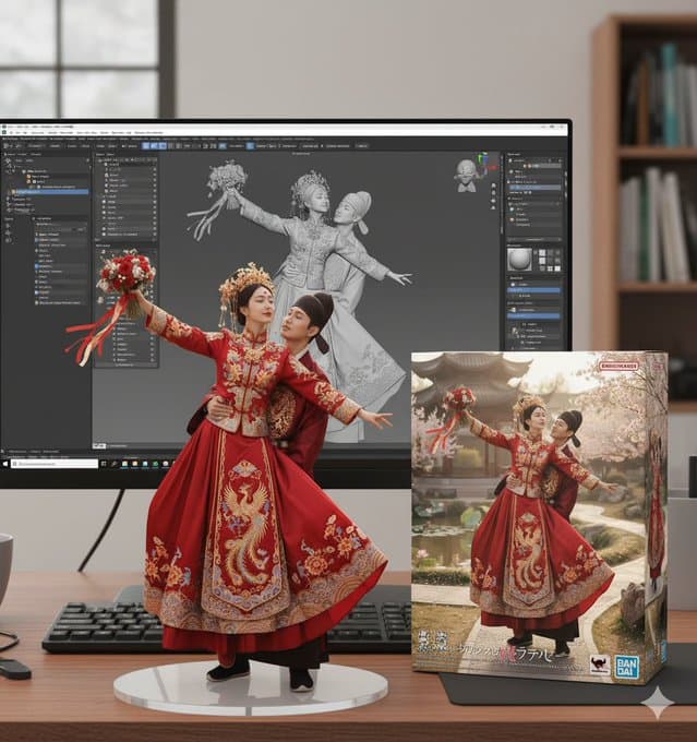Figure-ZBrush Modeling Screen Display with Bandai Style Packaging Box