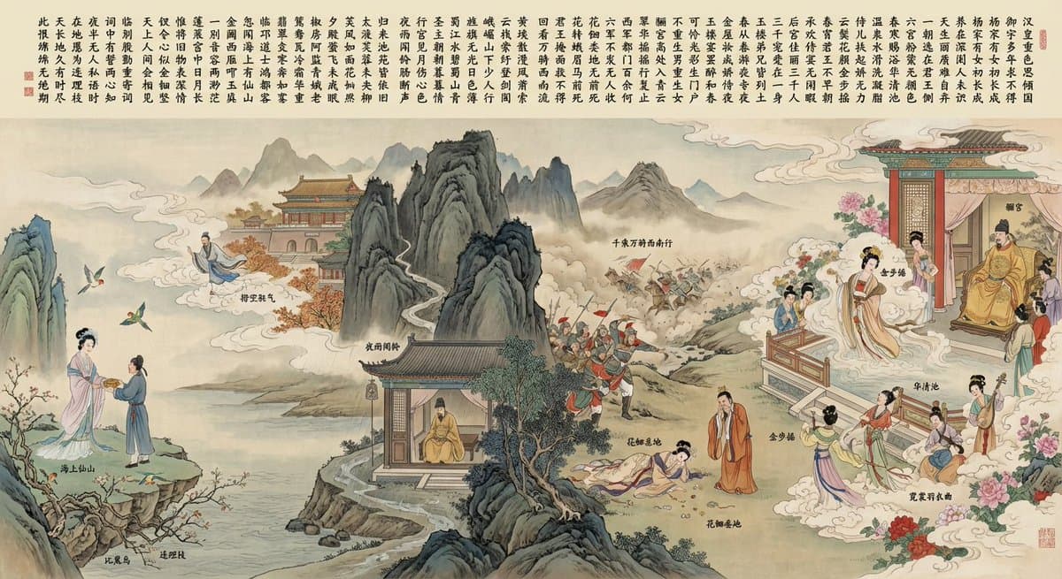 Long text ancient poem painting