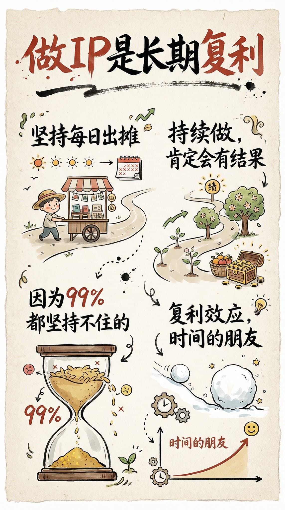 Hand-drawn style infographic cards