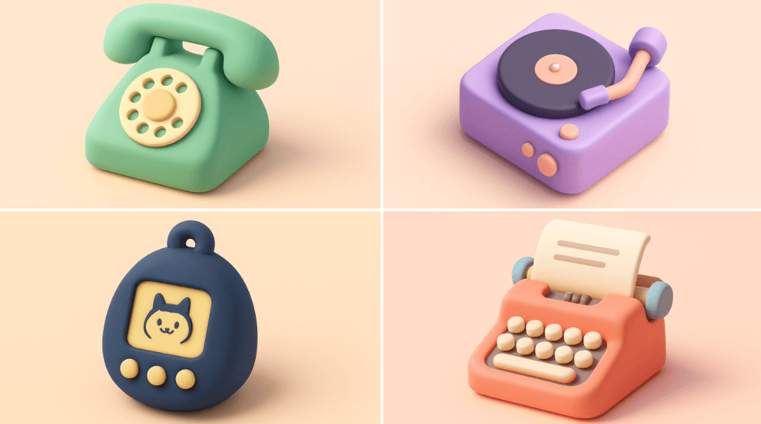 3D Cute Pastel Clay Icons