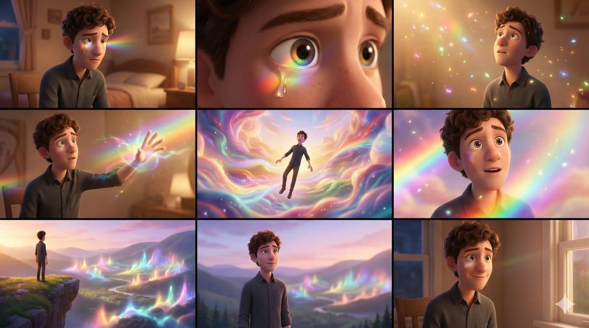 3x3 Grid Pixar-Style Storyboard