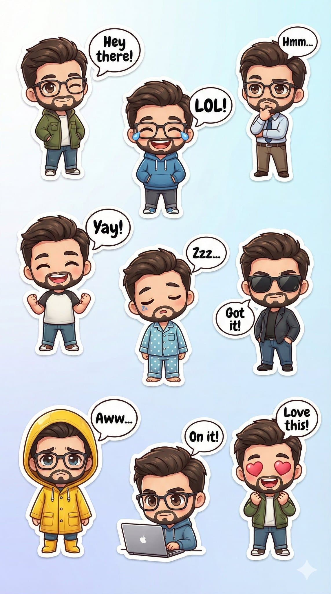 Q-version Character Nine-Square Grid