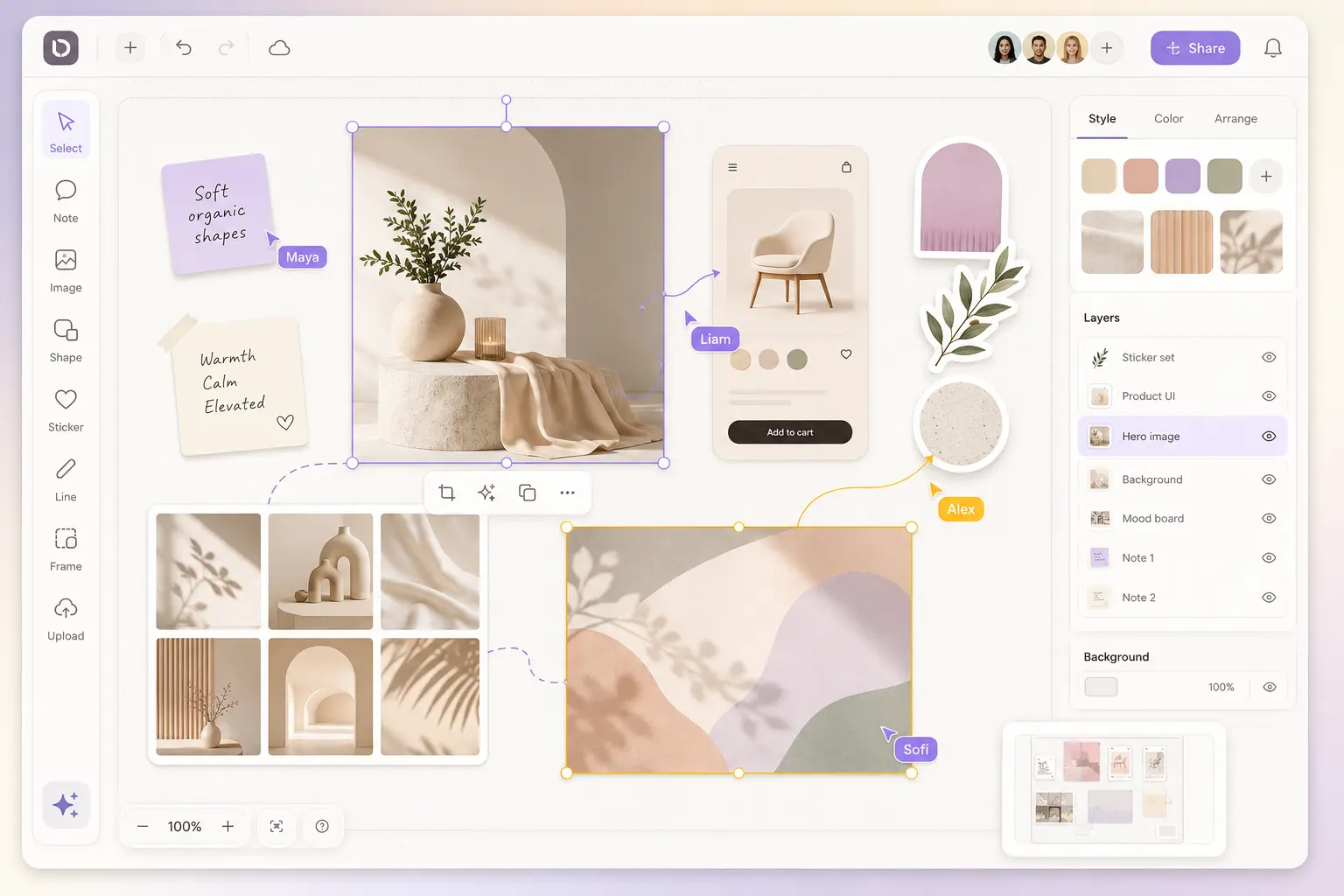 AI design canvas ideation example created with Nano Banana 2 Lite API